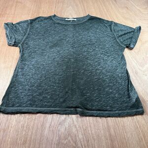 Free People We The Free Sheer Slub Tee Women XS Olive Green Raw Hem Top